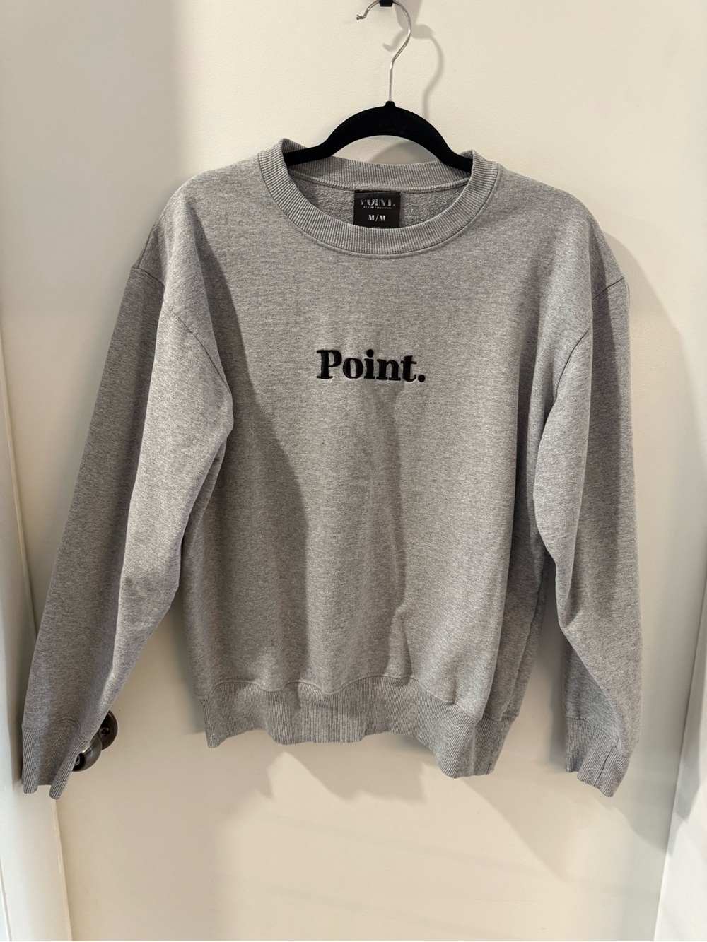 Point. Embroidered Grey Crewneck Sweatshirt - Unbranded